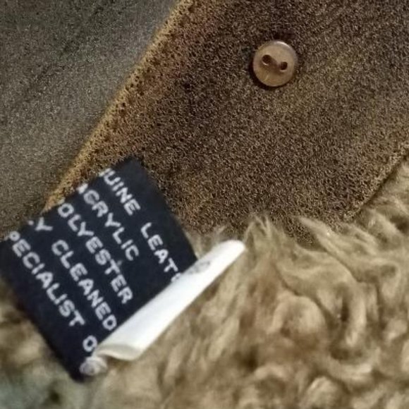 Sherpa  Leather Mens Coat - Picture 6 of 7